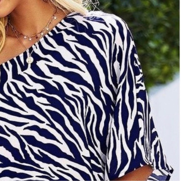 Sexy Zebra Stripe Off-Shoulder Tunic Top NWT - Picture 4 of 6